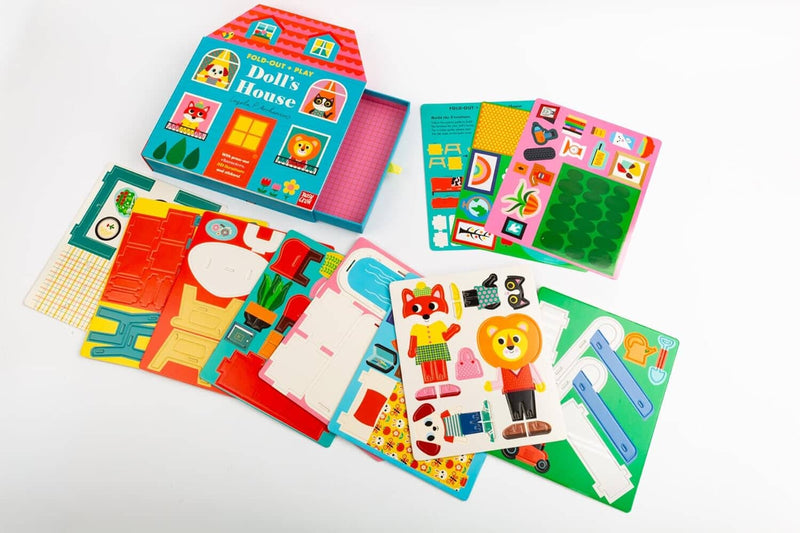 Fold-Out + Play: Doll's House: Build your own 3D house with interactive play pieces and stickers by Ingela P Arrhenius - Ages 4-7 - Board Book 3-5 Nosy Crow Ltd