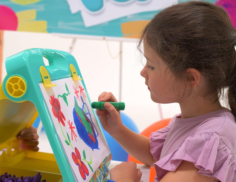 Paint Pop - Creation Station Portable Table Top Easel For Kids - Foldable for Storage, Double Sided with Wipeable Whiteboard - Includes 6 Paint Sticks, Duster and Paper Clips - Ages 3+ 3-5 TRENDS UK LTD