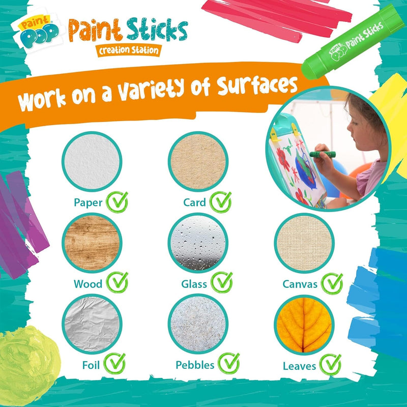 Paint Pop - Creation Station Portable Table Top Easel For Kids - Foldable for Storage, Double Sided with Wipeable Whiteboard - Includes 6 Paint Sticks, Duster and Paper Clips - Ages 3+ 3-5 TRENDS UK LTD