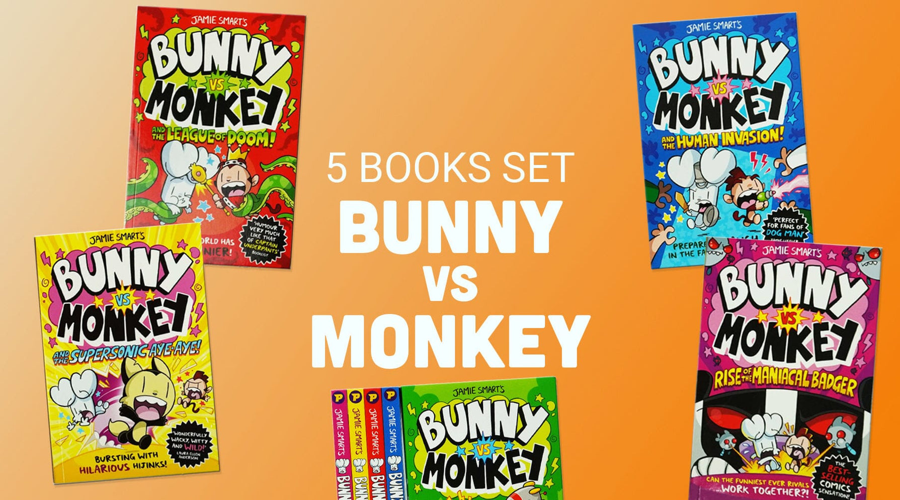 Bunny vs Monkey by Jamie Smart 5 Books Set — Books2Door