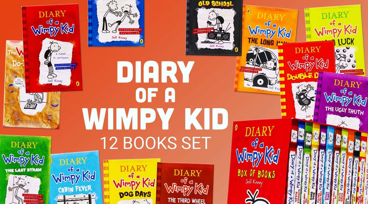 Diary of a Wimpy Kid Box of Books by Jeff Kinney 12 Book Collection Set - Ages 7-12 - Paperback 7-9 Penguin