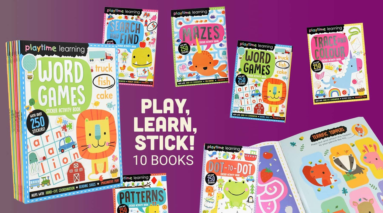 Playtime Learning Numbers Words Colours Sticker Activity 10 Books Set by Make Believe Ideas – Ages 4 years and up - Paperback B2D DEALS Make Believe Ideas