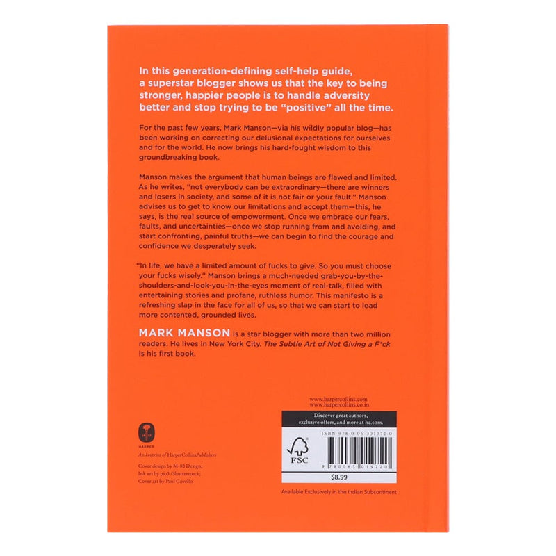 The Subtle Art of Not Giving a by Mark Manson - Non-Fiction - Hardback Non-Fiction HarperCollins Publishers