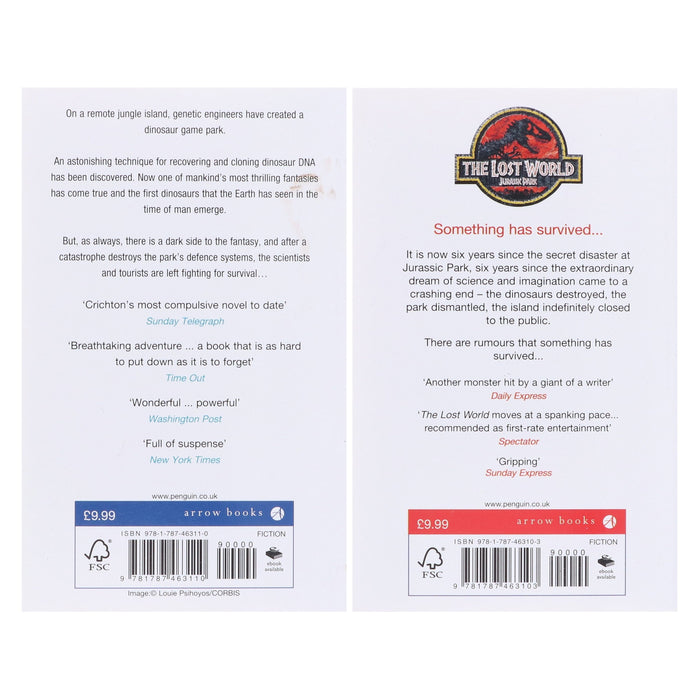Jurassic Park & The Lost World by Michael Crichton: 2 Books Collection Set - Fiction - Paperback Fiction Penguin Random House