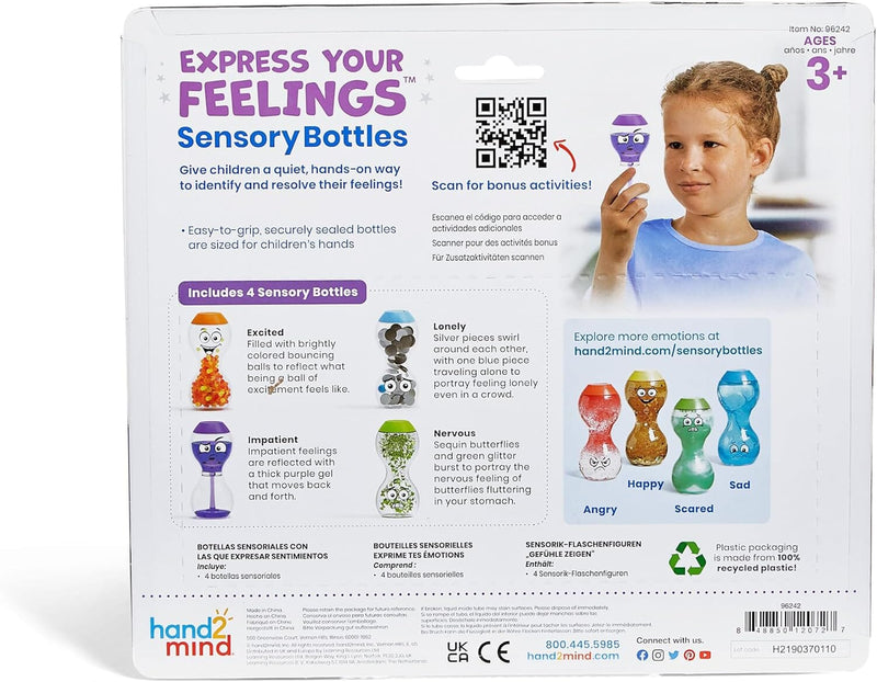 Express Your Feelings Sensory 4 Bottles (Excited, Impatient, Lonely & Nervous) - Ages 3+ - Educational Toys Educational Toys Learning Resources