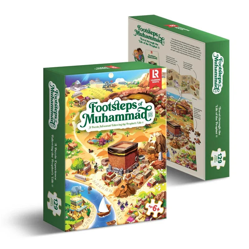 Footsteps of Muhammad SAW: A Puzzle Adventure Following the Prophet's Life SAW by Zaheer Khatri Ages 6+ - Board Book 5-7 Learning Roots