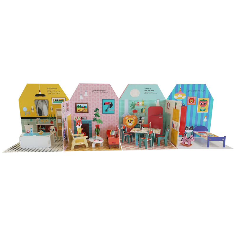 Fold-Out + Play: Doll's House: Build your own 3D house with interactive play pieces and stickers by Ingela P Arrhenius - Ages 4-7 - Board Book 3-5 Nosy Crow Ltd