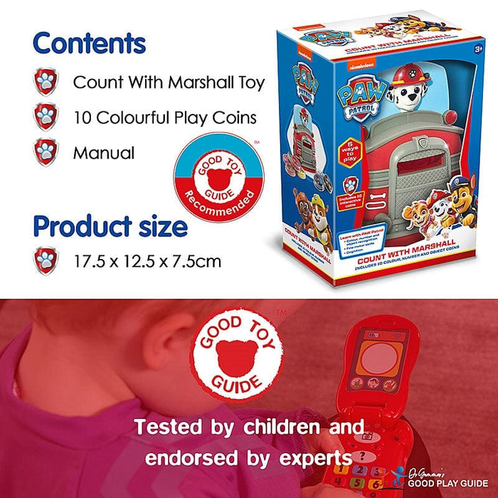 Paw Patrol Count With Marshall: Includes 10 Colour, Number And Object Coins - Ages 3+ 3-5 TRENDS UK LTD