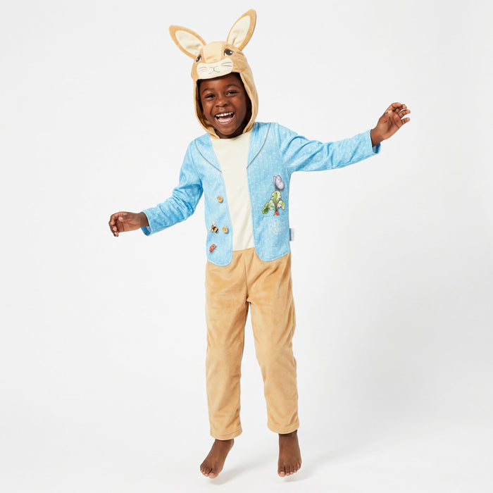 Smiffys Peter Rabbit Classic Costume All In One with Character Hood, Official Peter Rabbit Classic Fancy Dress, Child Dress Up Costumes 3-5 Smiffys