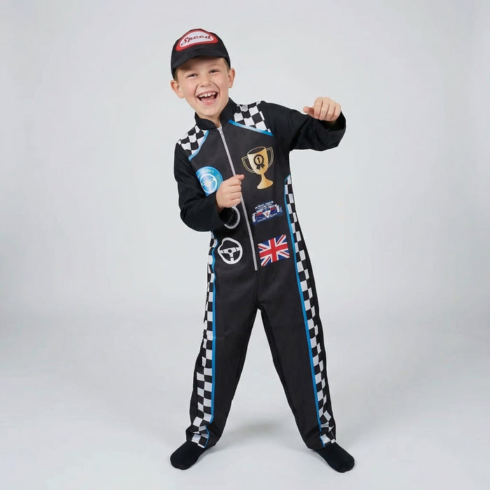 Smiffys Racing Driver Costume with Jumpsuit & Cap, Boys Fancy Dress, Child Dress Up Costumes 3-5 Smiffys
