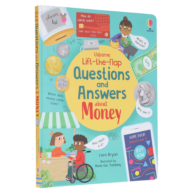 Usborne: Lift-The-Flap Questions and Answers about Money by Lara Bryan - Ages 6+ - Board Book 5-7 Usborne Publishing Ltd