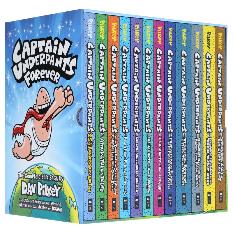 Captain Underpants Forever Full Color Series by Dav Pilkey Illustrated 12 Books Collection Box Set - Ages 7+ - Hardback 7-9 Scholastic