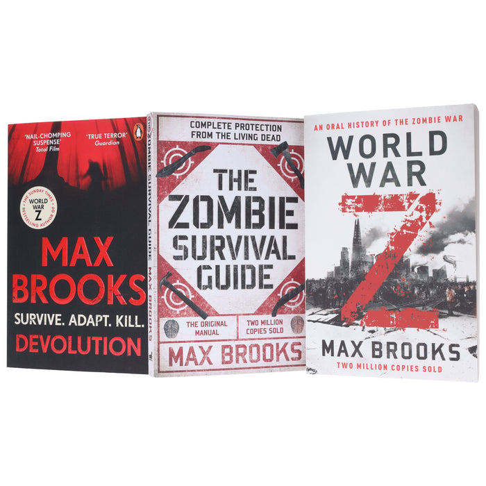 Max Brooks: World War Z, The Zombie Survival Guide & Devolution 3 Books Collection Set - Fiction - Paperback Fiction Prelude Books