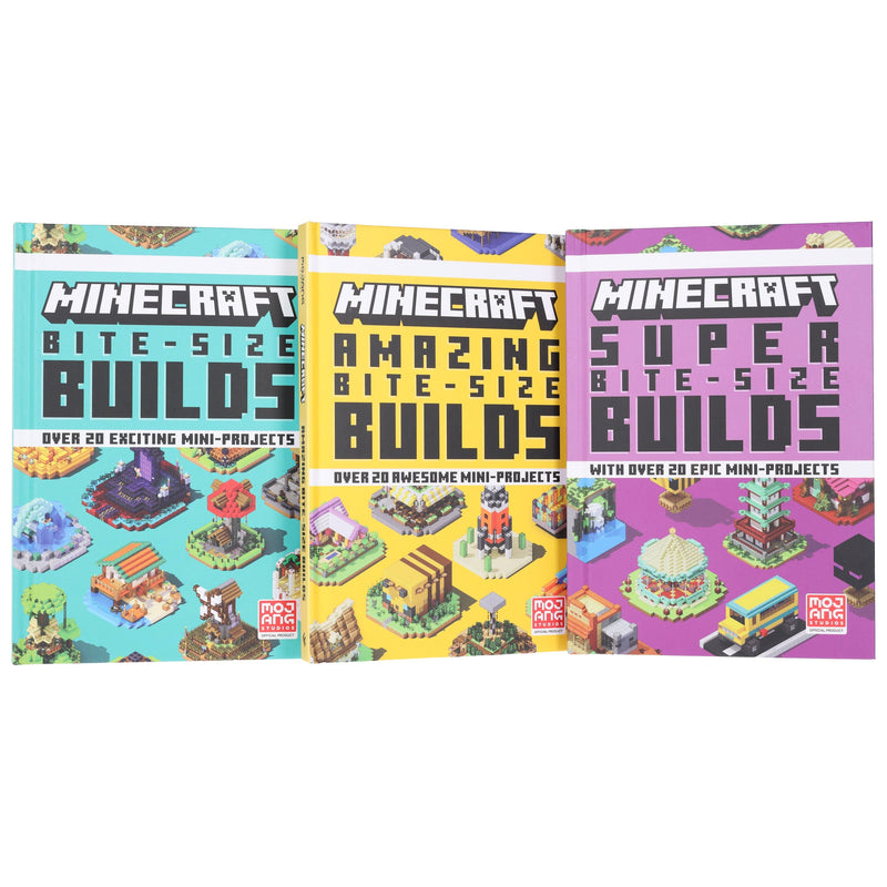 Minecraft Bite-Size Builds by Mojang AB 3 Books Collection Box Set - Ages 7+ - Hardback 7-9 HarperCollins Publishers