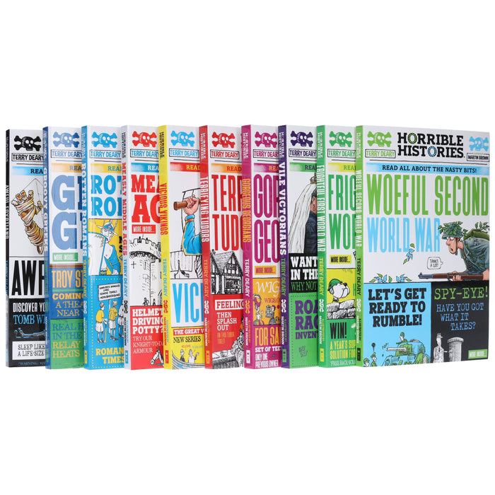Horrible Histories Savage 10 Book Collection Set By Terry Deary - Ages 8-12 - Paperback 9-14 Scholastic