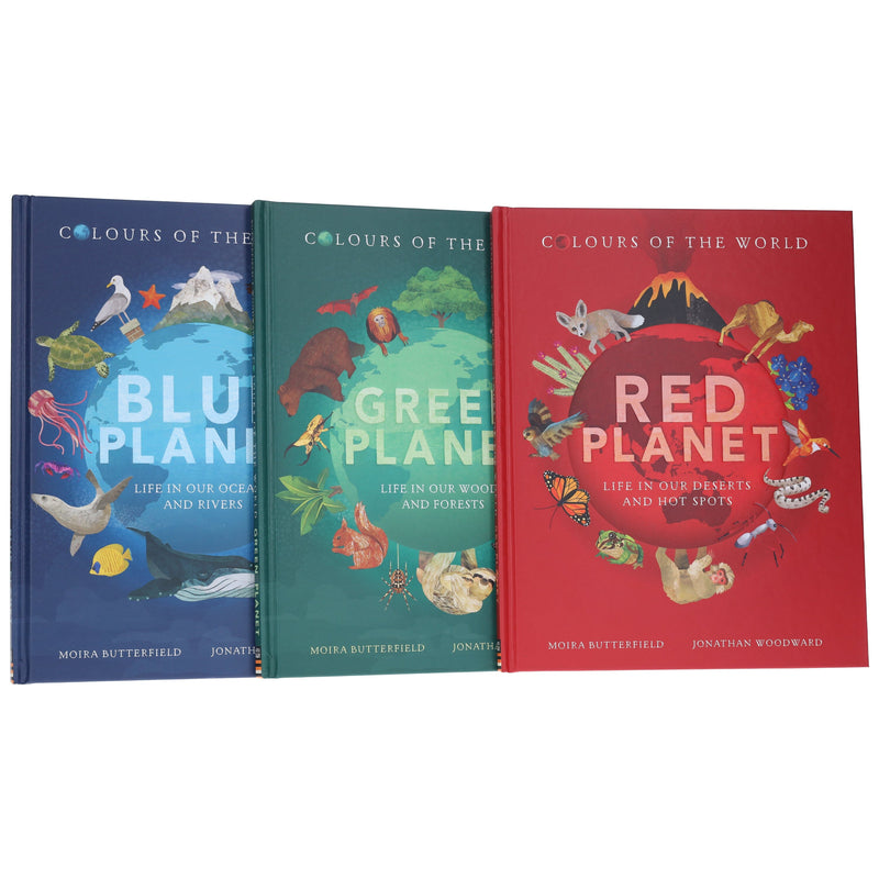 Colours of the World 3 Books Set (Blue Planet, Red Planet & Green Planet) By Moira Butterfiels, Jonathan Woodward - Ages 0-5 - Hardback B2D DEALS Little Tiger Press Group