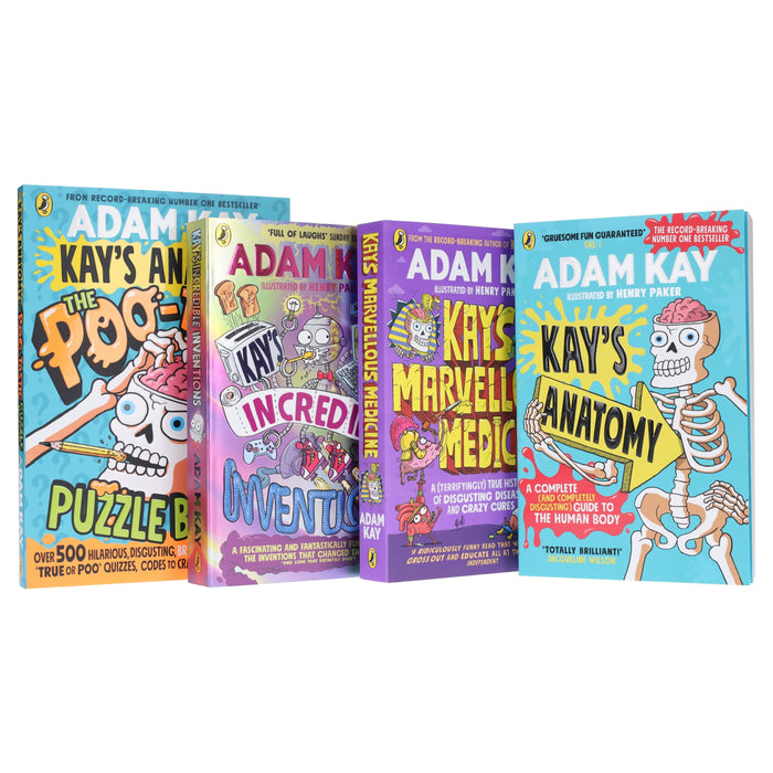 Adam Kay's Incredible Inventions, Marvellous Medicine, Anatomy & The Poo-Tastic Puzzle Book: 4 Books Collection Set - Ages 7+ - Paperback 7-9 Penguin Random House