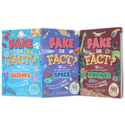 Fake or Fact? Series About (Dinosaurs, Space & Science) Illustrated 3 Books Collection Set (Includes a Free Audiobook!) - Ages 7-9 - Paperback 7-9 Sweet Cherry Publishing