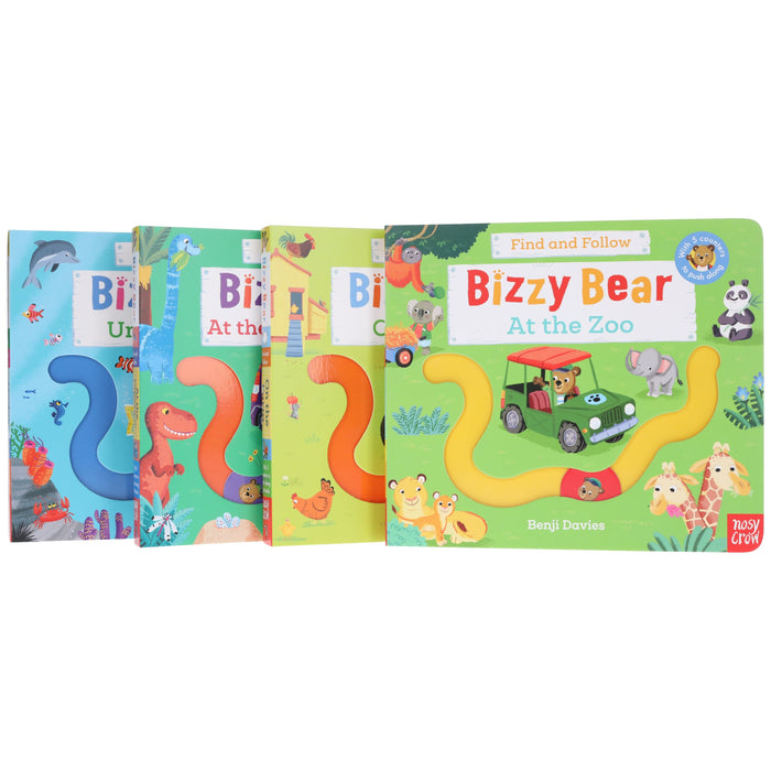 Bizzy Bear: Find and Follow Series by Benji Davies 4 Books Collection Set - Ages 2-5 - Board Book 0-5 Nosy Crow Ltd