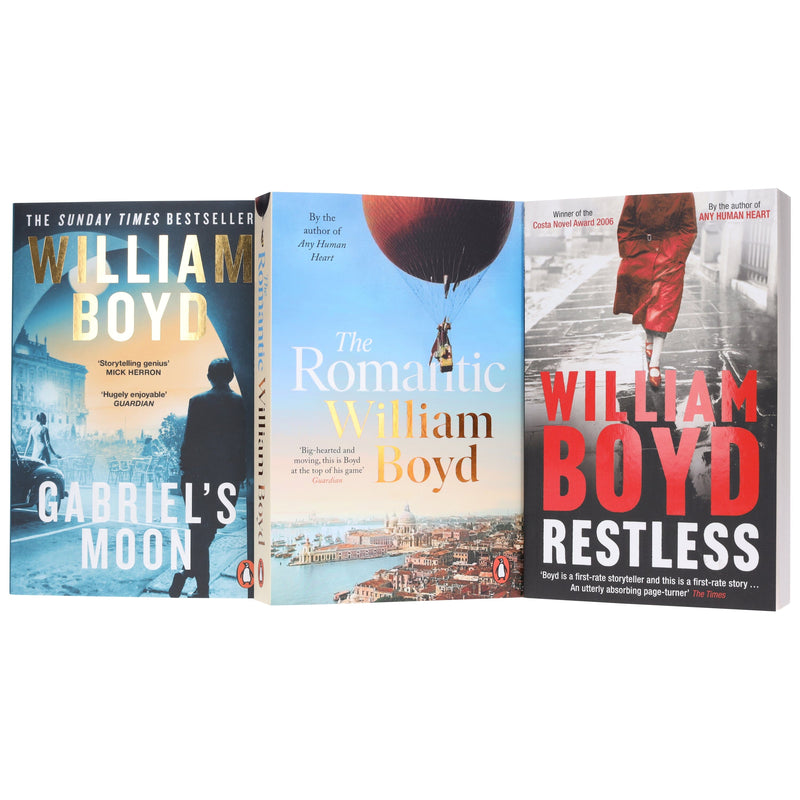 William Boyd Collection (Restless, The Romantic & Gabriel's Moon) 3 Books Set - Fiction - Paperback Fiction Penguin Random House