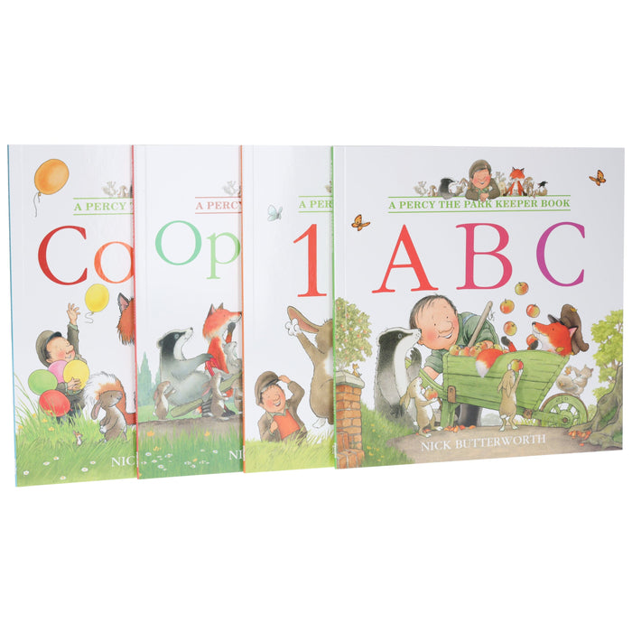 Percy the Park Keeper (ABC, 123, Colours & Opposites) Early Learning collection by Nick Butterworth 4 Picture Books Set - Ages 1-6 - Paperback 0-5 HarperCollins Publishers