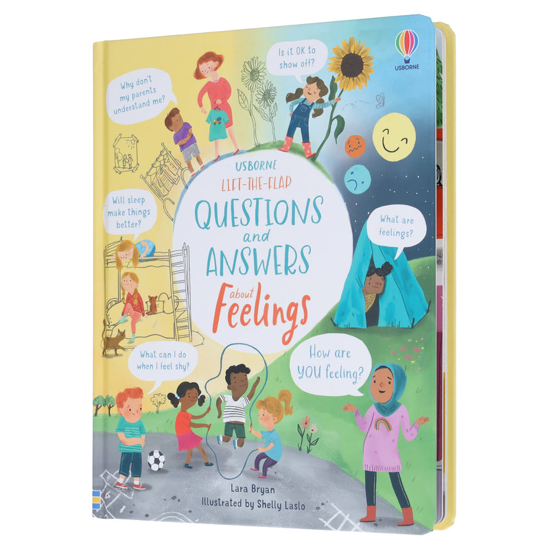 Usborne: Lift-the-Flap Questions and Answers About Feelings by Lara Bryan - Ages 6-9 - Board Book Usborne Publishing Ltd