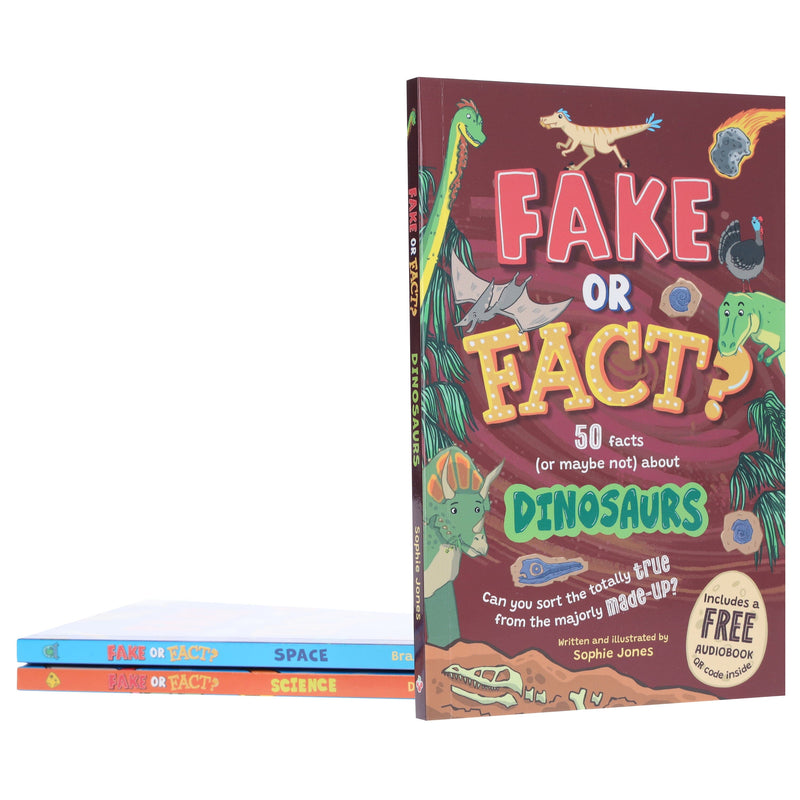 Fake or Fact? Series About (Dinosaurs, Space & Science) Illustrated 3 Books Collection Set (Includes a Free Audiobook!) - Ages 7-9 - Paperback 7-9 Sweet Cherry Publishing