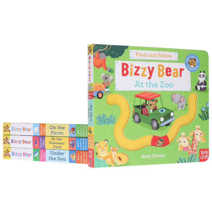 Bizzy Bear: Find and Follow Series by Benji Davies 4 Books Collection Set - Ages 2-5 - Board Book 0-5 Nosy Crow Ltd
