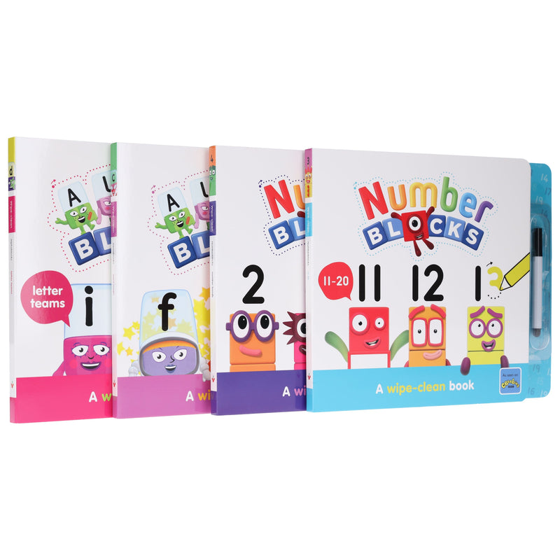 Numberblocks and Alphablocks: Let's Learn Numbers and Letters 4 Books Wipe-Clean Box Set with pens By Sweet Cherry Publishing - Ages 3-6 - Board Book 0-5 Sweet Cherry Publishing