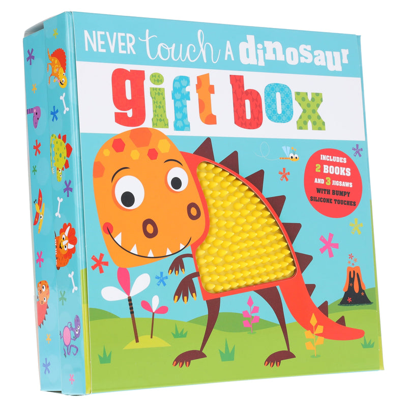 Never Touch a Dinosaur Gift Box by Rosie Greening (Includes 2 Books & 3 Jigsaws with Bumpy Silicone Touches) - Ages 0-5 - Board Book 0-5 Make Believe Ideas