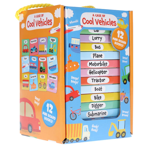 A Case of Cool Vehicles: 12 Title Board Book Collection Carry Case - Ages 3+ - Board Book 3-5 Sweet Cherry Publishing