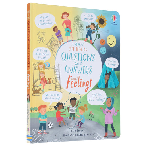 Usborne: Lift-the-Flap Questions and Answers About Feelings by Lara Bryan - Ages 6-9 - Board Book Usborne Publishing Ltd
