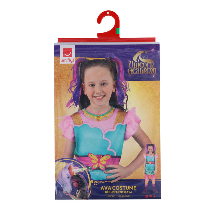 Smiffys Girls Unicorn Academy Costume, Official Kids Jumpsuit with Printed Mock Jacket, Colourful Fantasy Fancy Dress for Book Week, Birthday Parties, Cosplay & Halloween 7-9 Smiffys