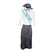 Smiffys Victorian Suffragette Costume, Grey with Skirt, Attached Blouse, Sash & Hat, Girls Fancy Dress, Child Dress Up Costumes 3-5 Smiffys
