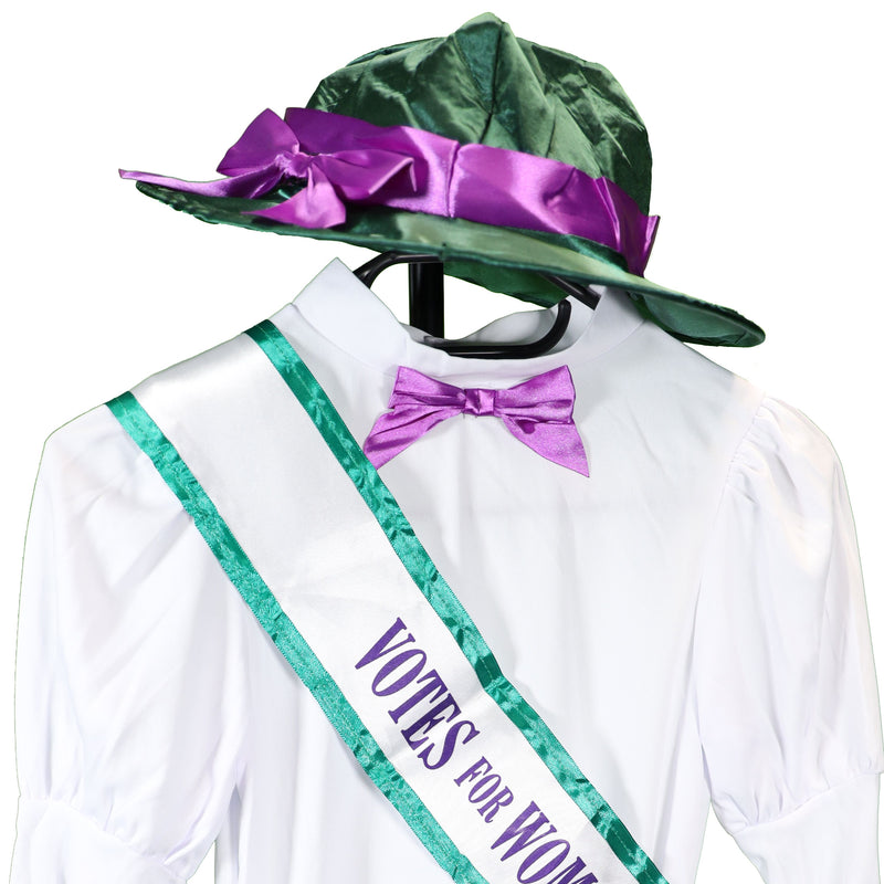Smiffys Victorian Suffragette Costume, Grey with Skirt, Attached Blouse, Sash & Hat, Girls Fancy Dress, Child Dress Up Costumes 3-5 Smiffys