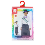 Smiffys Victorian Suffragette Costume, Grey with Skirt, Attached Blouse, Sash & Hat, Girls Fancy Dress, Child Dress Up Costumes 3-5 Smiffys