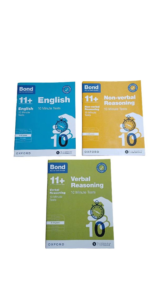 Damaged - Bond 11+ 10 Minute Tests (Year 9-10) By Oxford 3 Books Collection Set - Paperback 9-14 Oxford University Press