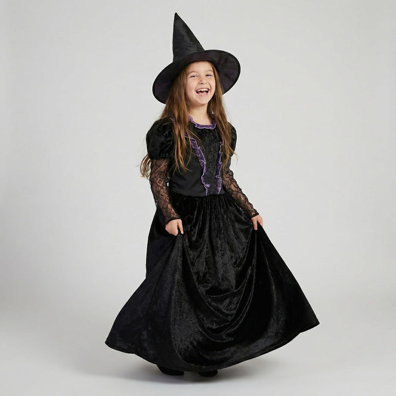 Smiffys Witch from the West Costume with Dress and Hat Kid’s Black Gothic Witch Fancy Dress Outfit 3-5 Smiffys