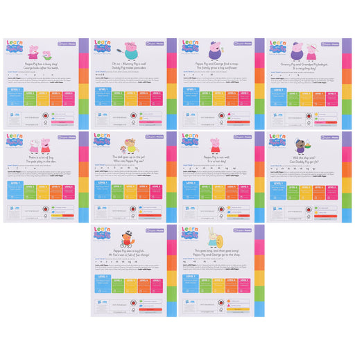 Learn with Peppa Phonics Level 1 & 2 Collection 20 Books Box Set - Ages 3+ - Paperback 3-5 Penguin