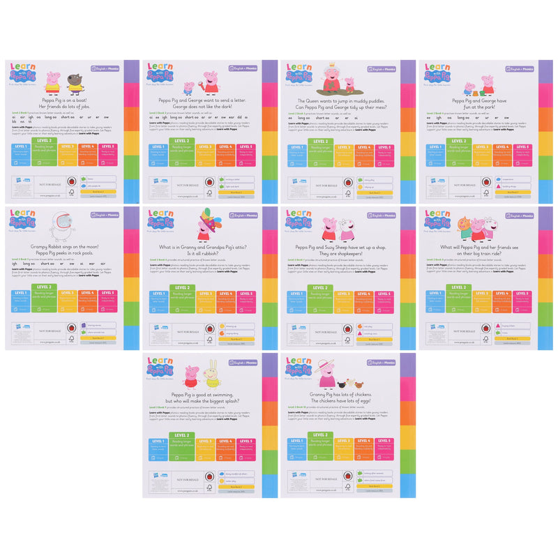 Learn with Peppa Phonics Level 1 & 2 Collection 20 Books Box Set - Ages 3+ - Paperback 3-5 Penguin