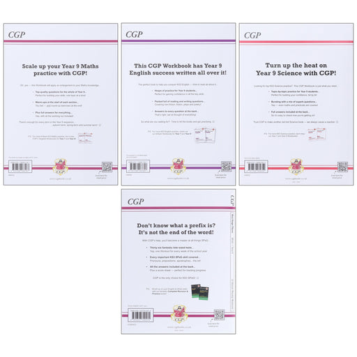 CGP KS3 (Year 9) Targeted Workbook Bundle (Includes Answers) 4 Books Collection Set - Paperback 9-14 Coordination Group Publications Ltd (CGP)