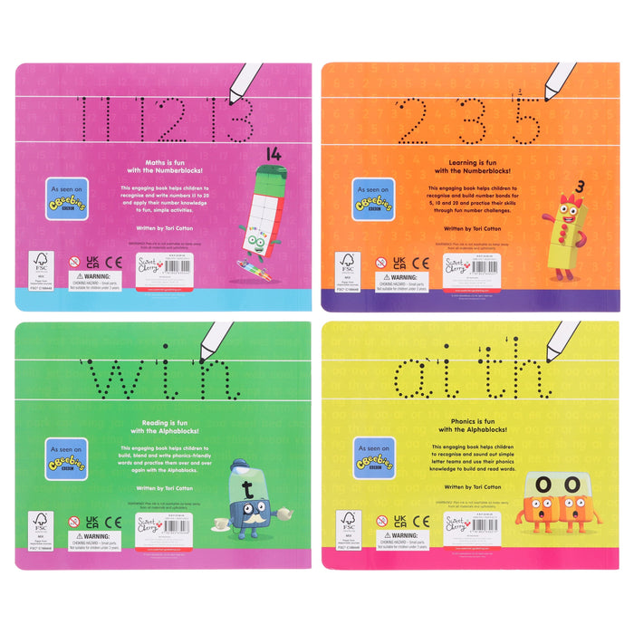Numberblocks and Alphablocks: Let's Learn Numbers and Letters 4 Books Wipe-Clean Box Set with pens By Sweet Cherry Publishing - Ages 3-6 - Board Book 0-5 Sweet Cherry Publishing