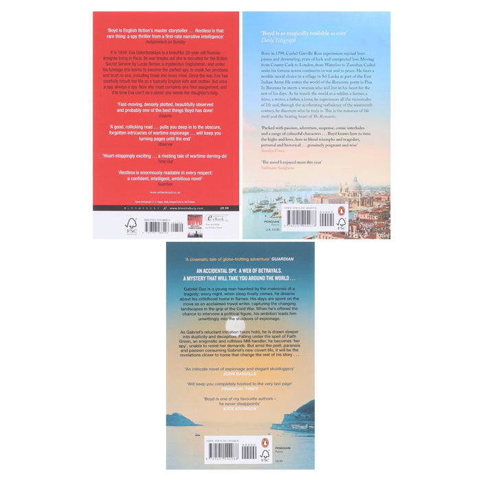 William Boyd Collection (Restless, The Romantic & Gabriel's Moon) 3 Books Set - Fiction - Paperback Fiction Penguin Random House