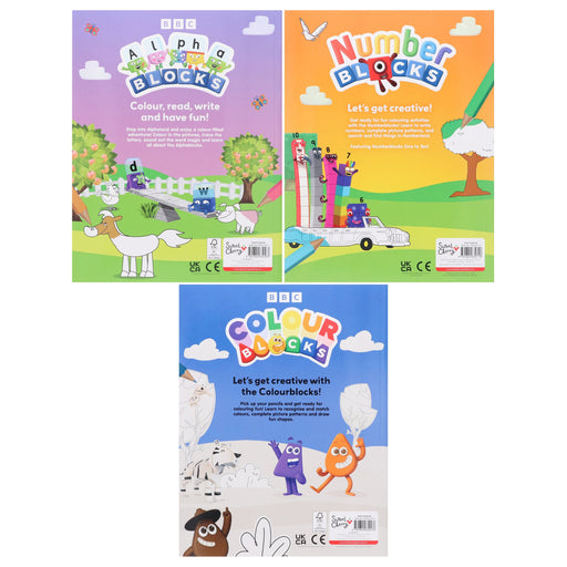Numberblocks, Colourblocks & Alphablocks Colouring Fun 3 Books Collection Set - Ages 3-6 - Paperback 0-5 Sweet Cherry Publishing