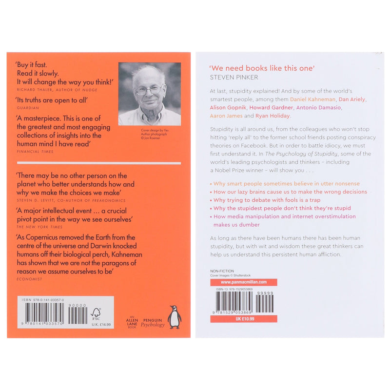 Thinking, Fast and Slow & The Psychology of Stupidity by Daniel Kahneman & Jean-Francois Marmion 2 Books Collection Set - Non Fiction - Paperback Non-Fiction penguin/Macmillan