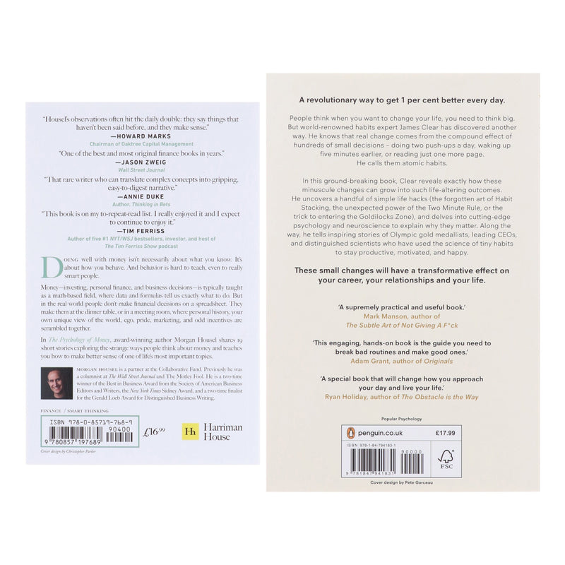 Atomic Habits by James Clear and The Psychology of Money by Morgan Housel: 2 Books Collection Set - Non Fiction - Paperback Non-Fiction Various