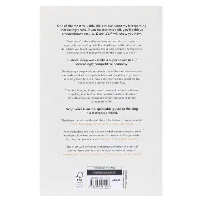 Deep Work: Rules for Focused Success in a Distracted World By Cal Newport - Non Fiction - Paperback Non-Fiction Hachette