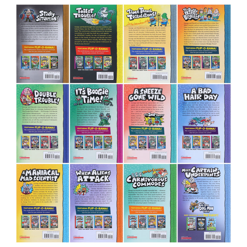 Captain Underpants Forever Full Color Series by Dav Pilkey Illustrated 12 Books Collection Box Set - Ages 7+ - Hardback 7-9 Scholastic