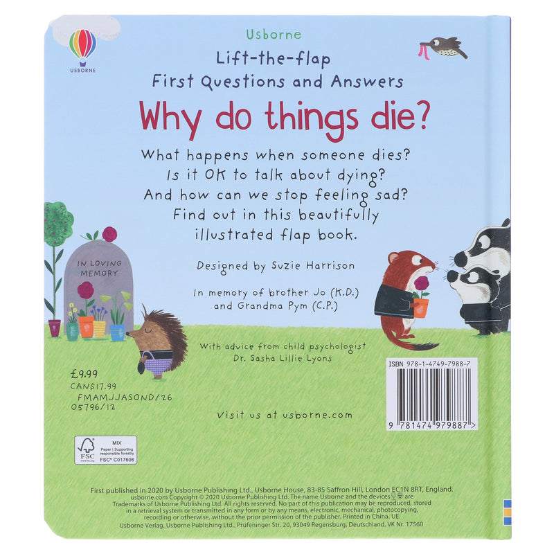 Why Do Things Die? (Usborne: Lift the Flap First Questions & Answers) - Ages 4+ - Board Book 3-5 Usborne Publishing Ltd