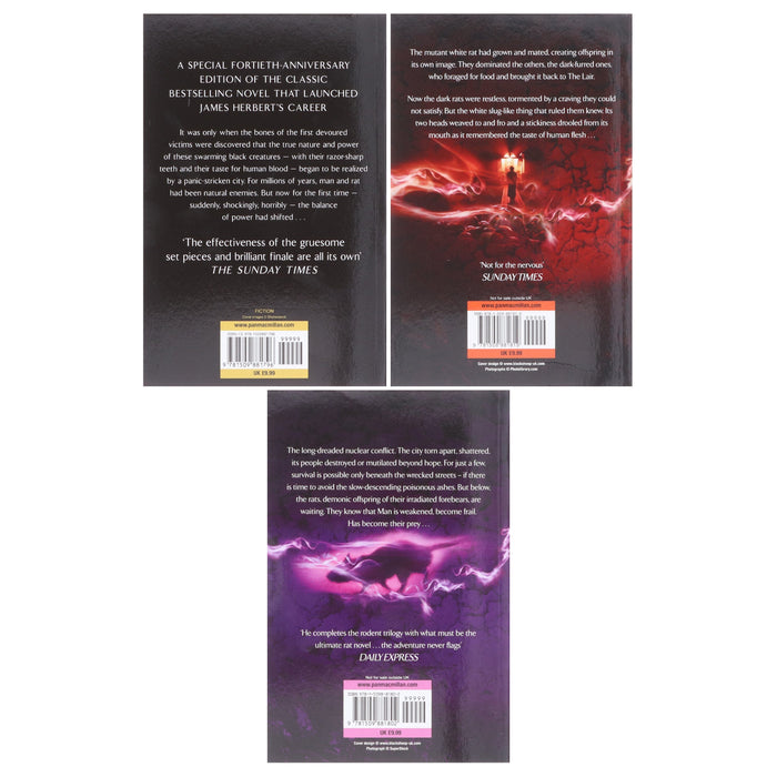 The Rats Trilogy 3 Books Collection Set by James Herbert (Domain, Lair, The Rats) - Fiction - Paperback Fiction Pan Macmillan